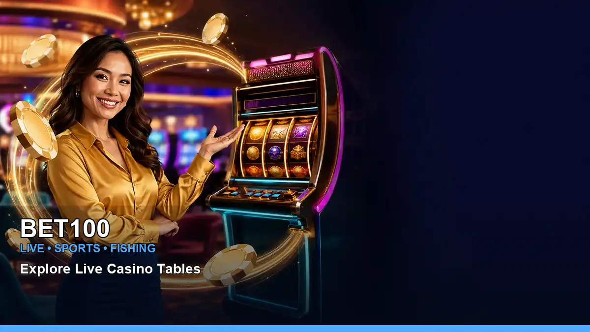BET100 casino promotions and rewards presented in a celebratory layout for Philippine players